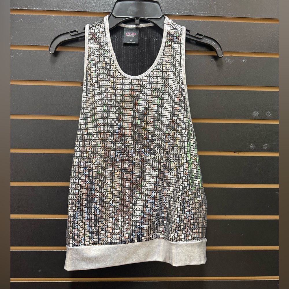 Gia-Mia Dancewear Silver Sequin Tank Top – Large Child (LC)